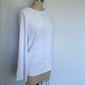 St. John Basketweave Knit Bell Sleeve Sweater